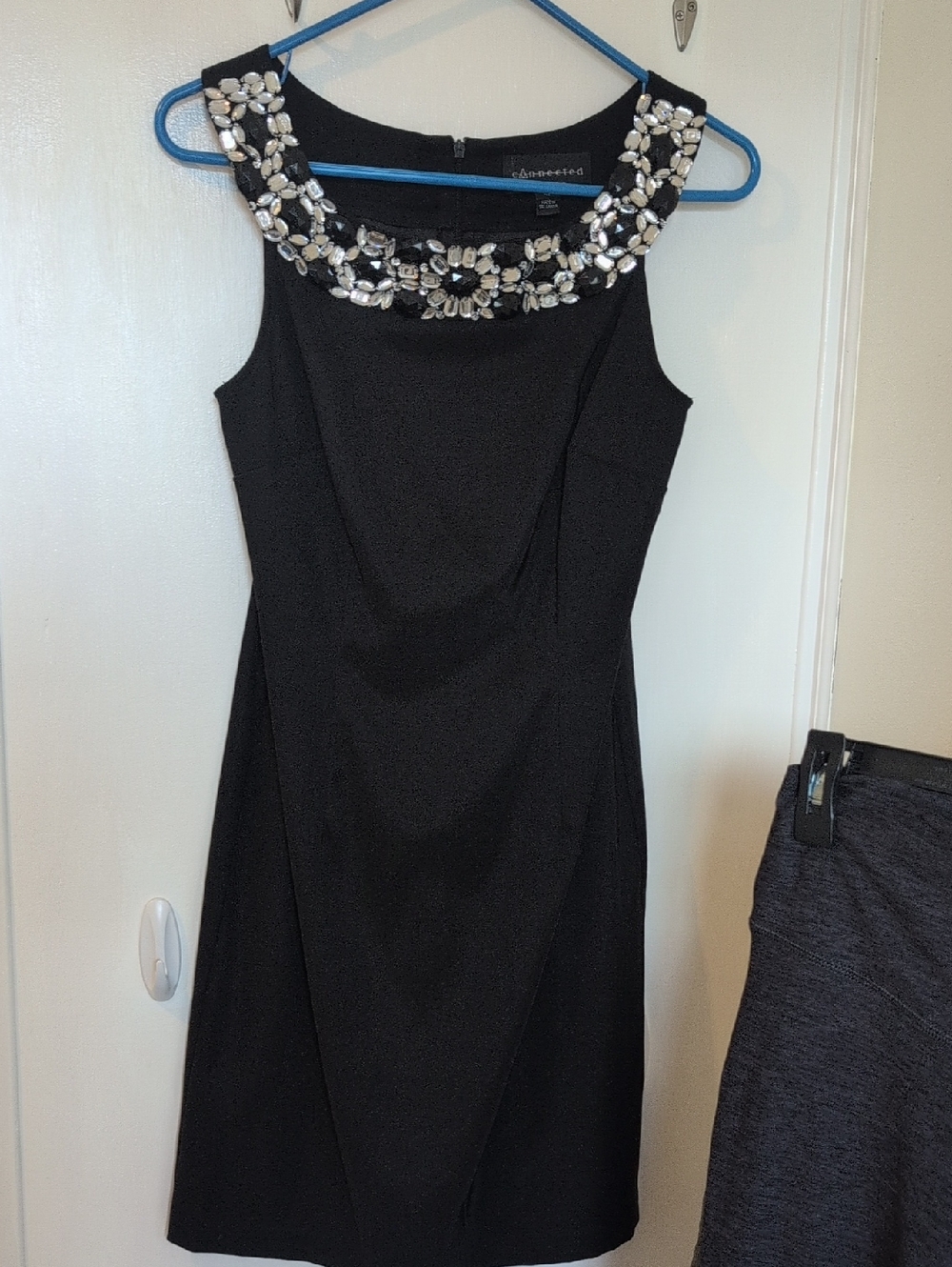 Connected Apparel Black Jewel-Embellished Sleeveless Mini Dress